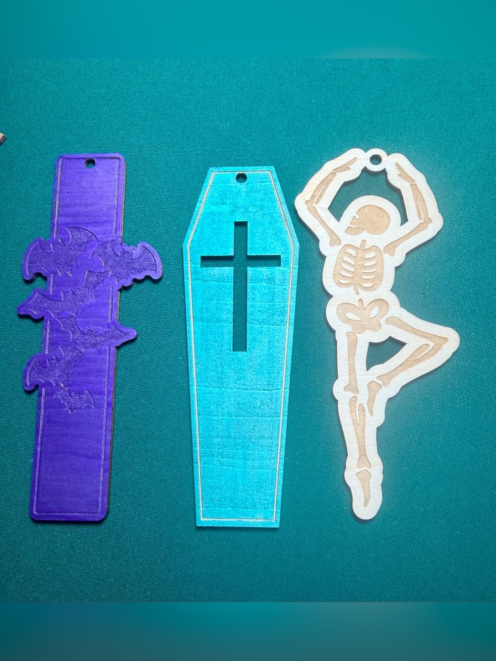 Set of 6 Handcrafted hand painted Spooky Wood Bookmarks made to order - Picture 4 of 5